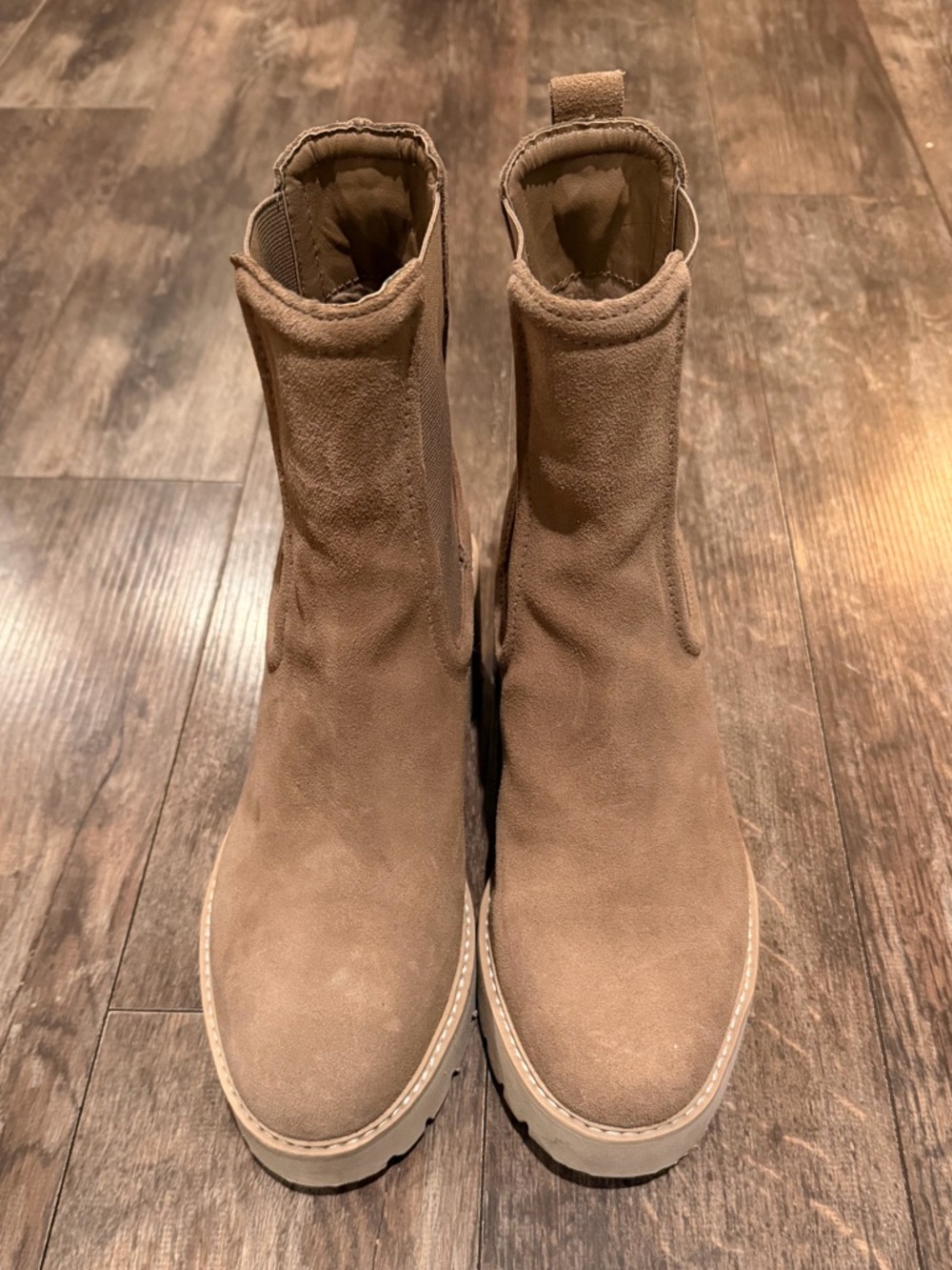 Dolce Vita Taupe Suede Chelsea Ankle Boots